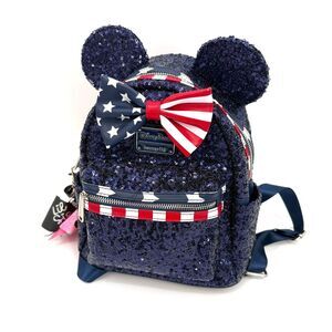 Disney Parks Loungefly Stars Stripes Americana Patriotic Sequin Mini Backpack